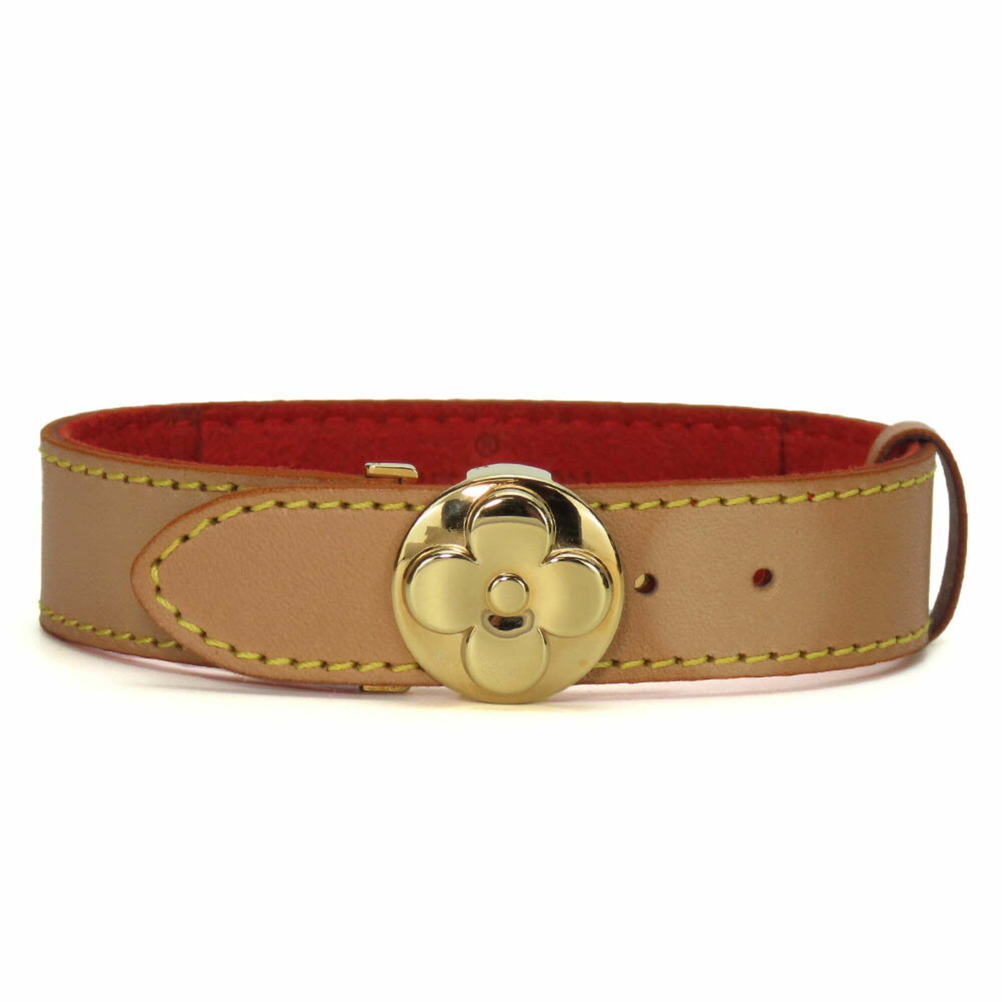 Louis Vuitton Bracelet Good Luck M64448 Tanned Leather Metal Beige Accessory ...